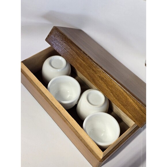RumChata Cereal Bowl Shooters Caribbean Rum Shot glass Lot/4 in wooden box - Picture 2 of 4